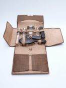 Gentleman's vanity set in crocodile skin case