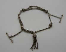 Victorian white metal fob chain
