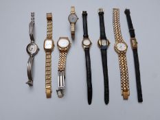 Eight various ladies wristwatches including a 9ct gold example, Philip Mercier, Sekonda, Limit etc.