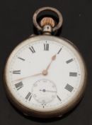 J W Benson hallmarked silver open faced keyless winding pocket watch with inset subsidiary seconds