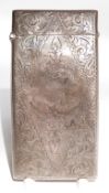 Edward VII hallmarked silver carved calling card case with engraved decoration,
