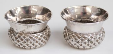 A pair of Victorian hallmarked silver open salts, Birmingham 1897, maker's mark rubbed,