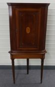 Georgian inlaid mahogany corner cabinet on stand H152cm