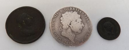 George III 1819 crown, near Fine,