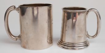 George V hallmarked silver christening mug of tapered form, Birmingham 1925, maker S.