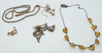 A 9ct gold necklace/chain, a 9ct gold chain, 7.