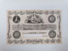 Union Bank of Australia £10 proof note 1886,