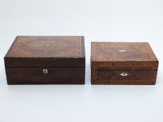 A 19thC walnut inlaid box,