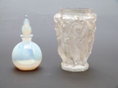 Sabina opalascent glass scent bottle and a Lalique style vase,