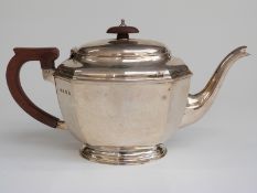 Art Deco hallmarked silver teapot, Birmingham 1934 maker William Neale and Son,