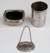 Russian white metal beaker, height 7cm, weight 64g,