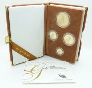 USA 2016 American Eagle proof gold four coin set with certificate in presentation case,