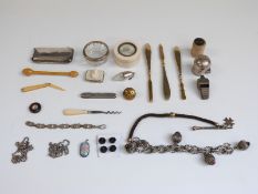 A quantity of collectables including hallmarked silver folding knife,