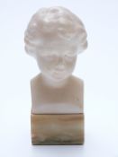 Alabaster bust or head signed frederick,