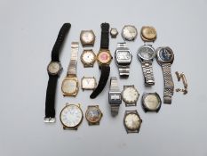 Eighteen largely gentleman's wristwatches to include Lucerne, Timex, Waldman, Sekonda, Seiko,