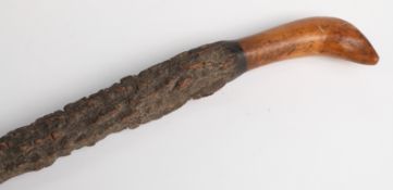 Burr wood or similar walking stick,
