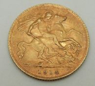 A 1914 gold half sovereign