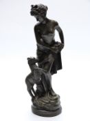 Spelter figure of a girl with lamb,