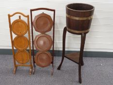 Lister or similar jardiniere and two folding cake stands