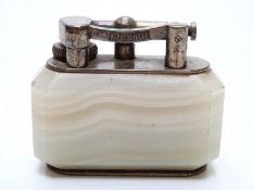 Dunhill oversize lighter with marble or similar body, length 9.