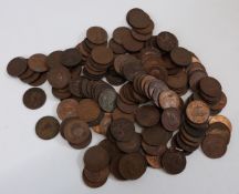 A collection of English farthings including George III and Victoria young head through to the 1950s,