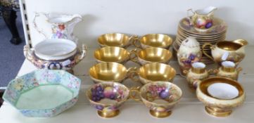 Aynsley Orchard Gold tea ware, approximately 26 pieces Royal Crown Derby Imari pedestal bowl,