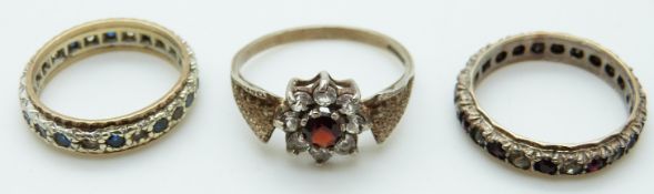 A 9ct gold eternity ring set with paste,