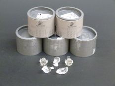 Five Sworovski Crystal cut glass figure groups Birds,