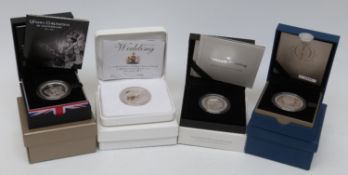 Royal Mint piedfort five pound silver proof commemorative coins,