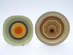 Poole Pottery Vortex pattern shallow charger, diameter 25cm,