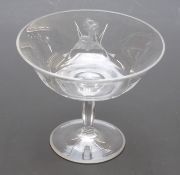 Orrefors etched glass pedestal dish,
