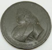 A pewter Russian Empire Medal 1698 Peter 1st honouring Count Fedor Alexevid Gelovin Csar