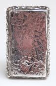 Victorian hallmarked silver snuff box with engraved decoration,