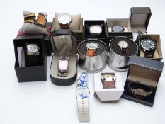 Thirteen gentleman's fashion watches mostly cased including Police, Timberland, Ben Sherman, Spirit,