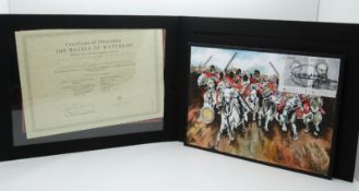 London Mint Office gold coin and stamp cover commemorating The Battle of Waterloo,
