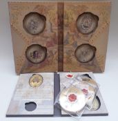 Three supersized gold plated coins relating to The Vatican in cloth pouch with certificates and