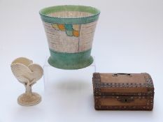 Crown Ducal jardiniere in the Charlotte Rhead style, 20cm tall, nautilus shell cache pot,