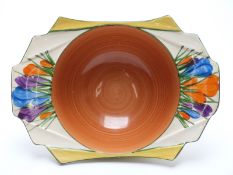 Clarice Cliff Newport Pottery Art Deco Crocus pattern shaped dish