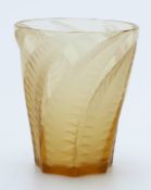 Lalique frosted and clear amber glass vase with spiralling fern decoration,
