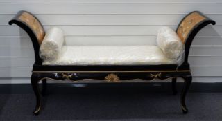 Japanese lacquer window seat with upholstery still covered in plastic W163cm