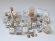 A collection of samples including shells,