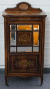 Late 19thC inlaid rosewood pier or music cabinet W61 x D37 x H122cm