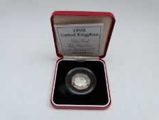 Royal Mint silver proof 1998 EEC 25th anniversary coin with certificate