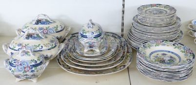 Coalport Canton pattern dinnerware including tureens and graduated meat/serving plates,
