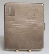 Art Deco style hallmarked silver cigarette case with engine turned decoration,