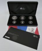 Royal Mint six-coin silver proof 2014 Britannia set, cased with booklet and certificate no.