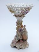 Volkstedt sweetmeat basket on figural base,