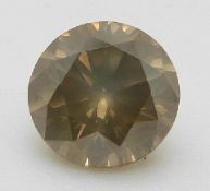 A round brilliant cut fancy brown-greenish yellow coloured diamond of approximately 1.