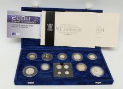 Royal Mint United Kingdom Millennium Silver Collection in de luxe plush case with certificate no