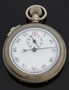 F J Court & Co nickel cased keyless winding stop watch 1933, with black hands,